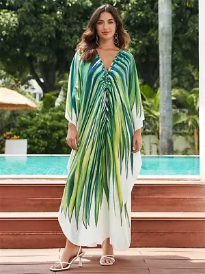 Boho Style Plus Size Kaftan Beach Wear Dress Bathing Suit Cover-Up For Women NEW • $46.98