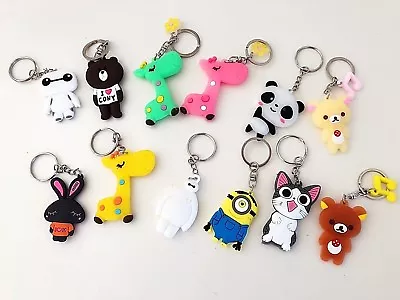 Cartoon Key Ring Chain Loot Party Bag Filler Charm Panda Bear Cat Christmas Kids • £2.45