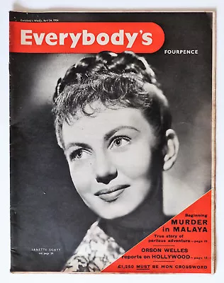 Vintage Everybody's Weekly Magazine: April 24th 1954 Janette Scott Orson Welle • £4.99