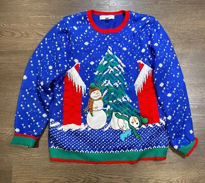 Ugly Christmas Sweater Mens Size XL Snowman Snowball Jolly Sweaters Acrylic • $19.99