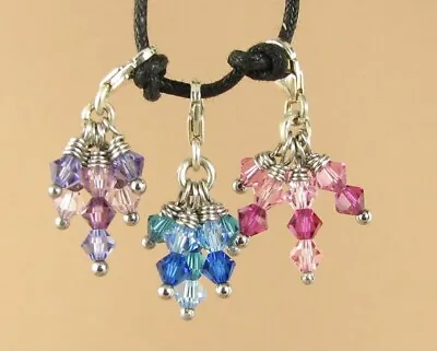 Crystal Clip-on Cluster Charm. Swarovski Elements. PinkPurpleBlue. Silver 925. • £12