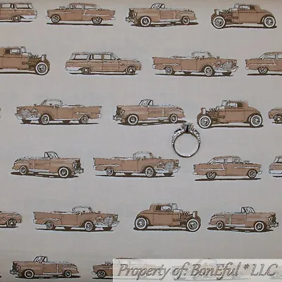 BonEful FABRIC FQ Cotton Quilt Brown Sepia Tan Tone VTG Antique Classic CAR Sale • $4.03