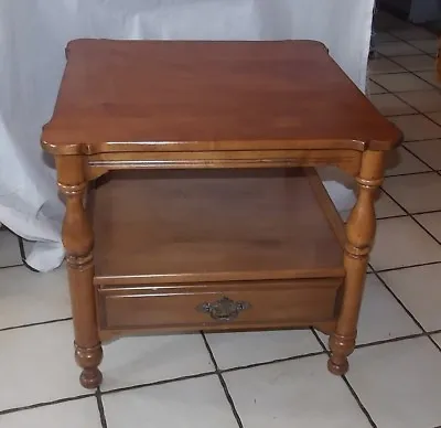 Solid Maple End Table / Side Table With Drawer By Sprague Carleton  (ET343) • $359.10