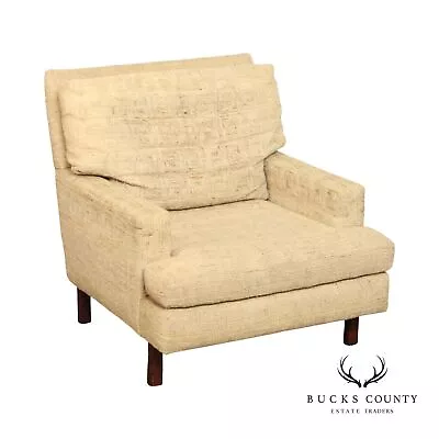 Mid Century Modern Upholstered Club Lounge Chair On Walnut Legs • $1095