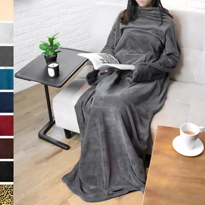 Fleece Wearable Blanket With Sleeves Pocket Fleece Warm TV Blanket Gift Adults • $23.99