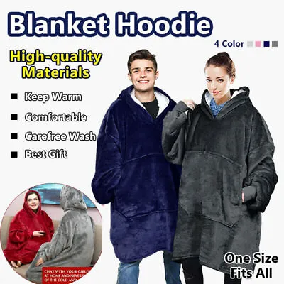 Hoodie Robe Oversized Blanket Super Soft Oodie Winter Comfy Nightware Sweatshirt • £9.07