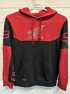 Vtg Honda Fox Riders Racing Motocross Hooded Sweatshirt Mens M Distressed • $36.95