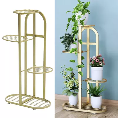 4 Tier Potted Metal Planter Plant Stand Flower Rack Bonsai Display Shelf Balcony • £20.95