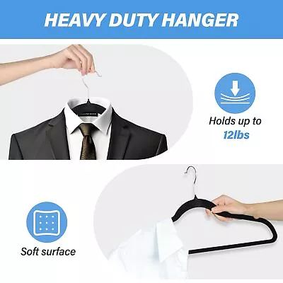 YSSOA Velvet Hangers 30/50/70 Pack Non-Slip Clothes Hangers Heavy Duty Standard • $22.99