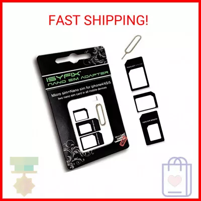 ISYFIX Sim Card Adapter Nano Micro - Standard 4 In 1 Converter Kit With Steel Tr • $9.50