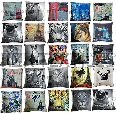 Designer Cushion Covers Photo Print Animal City Scatter Cushions 43x43 Cm • £4.95