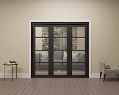 Black Internal Bifold Doors Contemporary Style 4 Lite Clear Glass - Pre-finished • £849