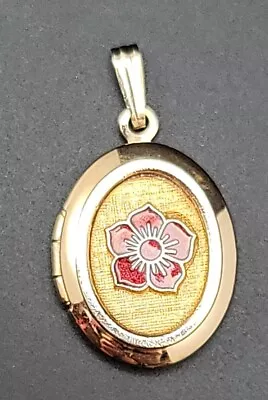 Small Vintage Goldtone Locket With Red Flower • $7.99