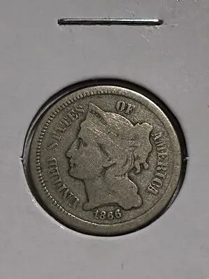 $18.99 • Buy 1866 3 Cent Nickel, Type Coin, 99c Shipping