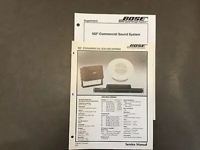 BOSE 102 Commercial Sound System Service Manual • $6.59