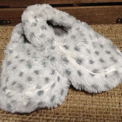 Warmies Microwaveable Slippers Plush One Size White Gray Dots • $14.87