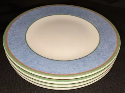 Set Of 4 VILLEROY & BOCH Tipo Viva BLUE RIM Bread Butter / Dessert PLATES 6 5/8  • $49.95