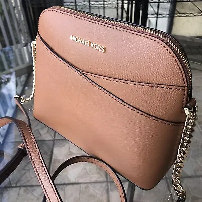 Michael Kors Women  Leather Crossbody Purse Messenger Bag Handbag Brown Luggage • $86