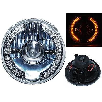 7 Projector Motorcycle Headlight Amber LED Halo Angel Eye Turn Signal Light Bulb • $29.95