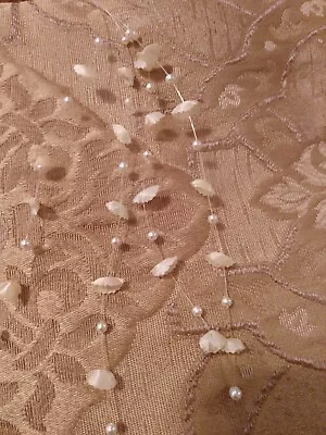 Vintage Bridal Supplies 4 Clear Filaments With Ivory Flowers & Pearls To Cascade • $6