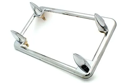 Chrome Motorcycle License Plate Tag Frame & Impaler Spike Lic Fastener Bolts • $17.95