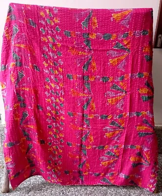 Vintage Reversible Kantha Quilt Indian Blanket Handmade Wholesale Lot 1pc Throw • $33.75