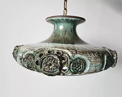 Danish 70s Modanist Sculptural Demstrup Ceramic Stentoj Pendant Lamp  • £135