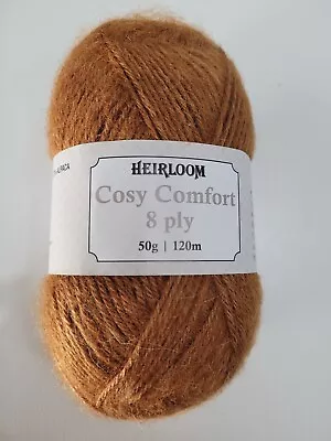 Heirloom Cosy Comfort #4112 Toffee 50g 8 Ply Wool Silk & Alpaca 120 Metres • $8.75