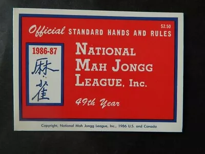 1986-87 National Mah Jongg League Rules  Game Card • $17.95