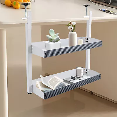 White Clamp-on 16  Above Or Below Desk 2-Tier Shelving Unit Desk Organizer • $36