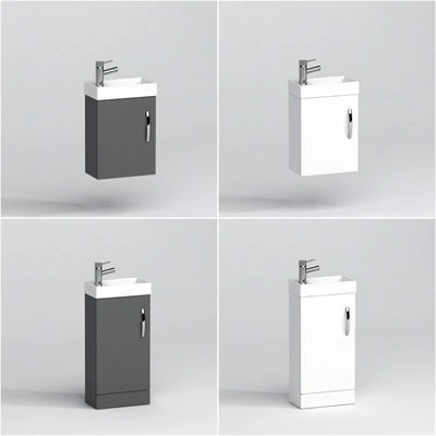 £102.99 • Buy 400mm 1 Door Vanity Unit Basin Cabinet Freestanding & Wall Hung Cloakroom Suite