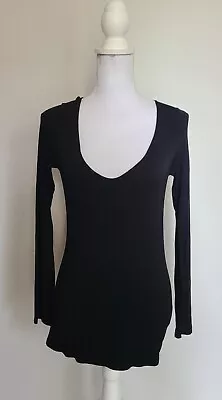 TD1 Majestic Paris Long Sleeve V-Neck Women's Top Size 2 Black  • $12