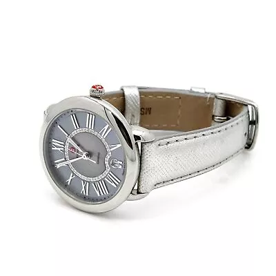 Michele Serein Diamond Silver MOP Dial Quartz 35mm Ladies Wristwatch #WB710-6 • $83