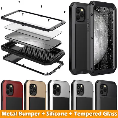 $18.49 • Buy IPhone 11 12 13 14 X XS XR 6 7 8 Waterproof Metal Case Cover Screen Protector