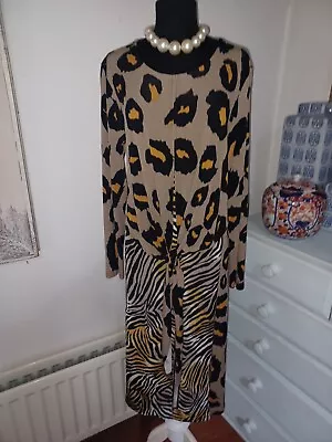 Gorgeous Kaleidoscope Animal Print Stretch Jersey Midi Dress - UK 18 - NEW • £0.99
