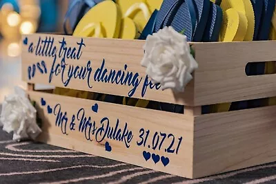 £7.99 • Buy Personalised Wedding Box Crate Stickers For Slippers Dancing Shoes Flip Flops