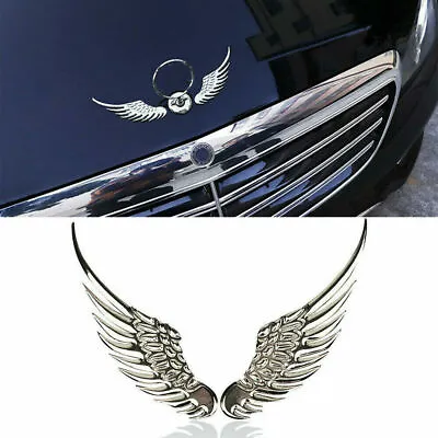1 Pair Hawk Wings Chrome Silver Emblem Sticker Logo Car Accessories Decoration • $4.44