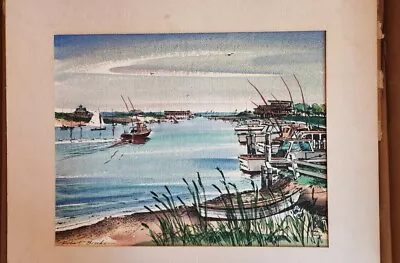 Robert Brooks  Falmouth Harbor Cape Cod  Original Watercolor Seascape Painting  • $94.99