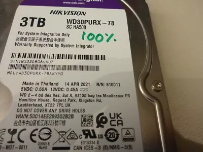 AU SELLER Western WD Purple WD30PURX-78  3TB  5.4K 3.5  HDD Drive TESTED 100% • $82.95