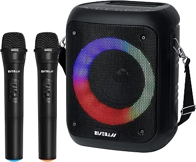 Risebass Portable Karaoke Machine With 2 Wireless Microphones Bluetooth Record • $44.99