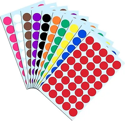 10mm Size Coloured 3000 Dot Stickers Round Sticky Dots Adhesive Circles Labels • £2.79