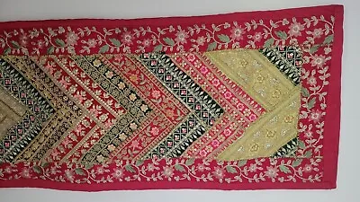 Stunning Embroidered Boho Table Runner Great For Valentine's 58 X 12.5  • $55