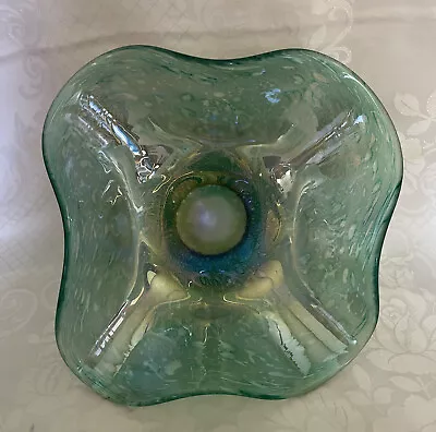 £28 • Buy Heron Glass Handkerchief  Bowl In Iridescent Lime Green