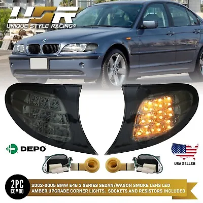 DEPO Amber 9 LED Smoke Corner Signal Light For 2002-05 BMW E46 4D Sedan/5D Wagon • $102.93
