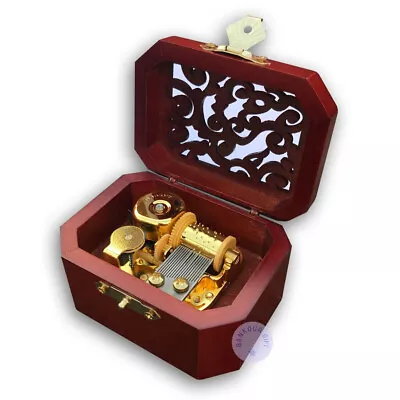 Brown Wooden Hollow Out Music Box With Sankyo Musical Movement (60 Tunes Option) • £29.99