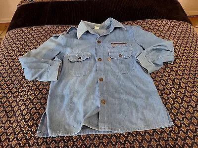 Vtg. Levis Hippie Denim Shirt Large Made In Usa Orange Tag Rare Zipper Pocket • $100