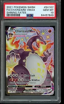 PSA 10 GEM MINT Pokemon Charizard VMAX Shining Fates SWSH #SV107 2021 • $177.44