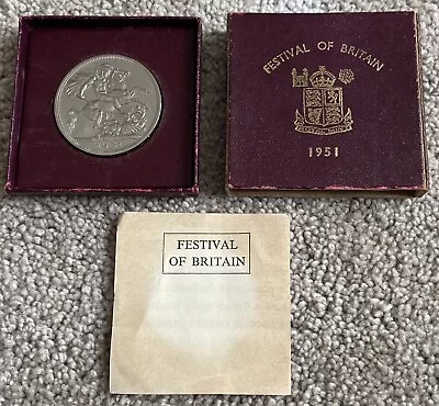 1951 Festival Of Britain George VI Five Shilling Coin With Info Sheet. (Red Box) • £5.50