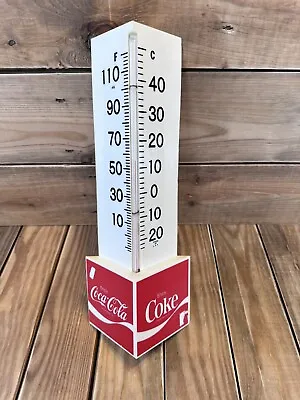 Vintage Coca Cola Advertising Plastic Triangle Corner Thermometer Coke - WORKS • $32