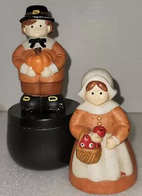 Vintage Thanksgiving Figurines Midwest Of Cannon Falls Pilgrim Man Woman Set EUC • $15.80